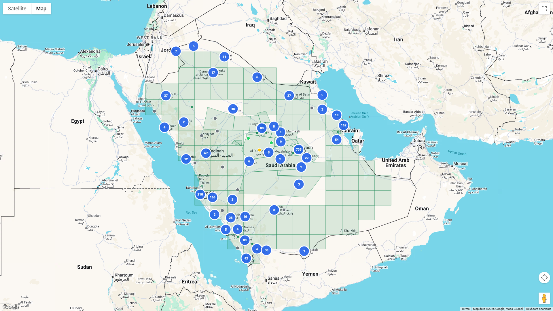 خريطة التمشيط الصافية على مستوى المملكة